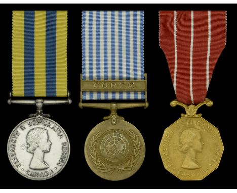 Three: Corporal R. Bourassa, Canadian Forces  Korea 1950-53, Canadian issue, silver (SE103561 R. Bourassa) minor official cor