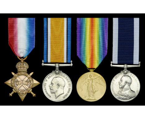 Four: Petty Officer R. K. Ward, Royal Navy  1914-15 Star (207672, R. K. Ward. P.O., R.N.); British War and Victory Medals (20