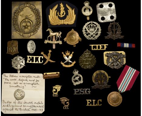 A Selection of Insignia from the Middle East. Comprising Cap badges for the Suez Canal Civil Defence Force, Aden Police, Tran