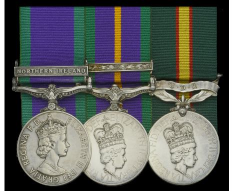 A well documented Northern Ireland campaign group of three awarded to Platoon Sergeant M. E. L. Hamilton, Ulster Defence Regi