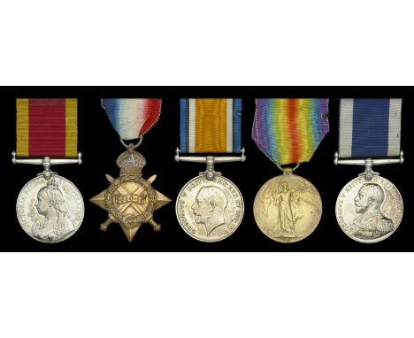 Five: Petty Officer A. J. Hayden, Royal Navy  China 1900, no clasp (A. J. Hayden, A.B. H.M.S. Wallaroo.); 1914-15 Star (17547