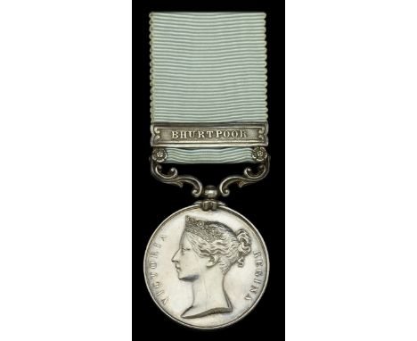 Army of India 1799-1826, 1 clasp, Bhurtpoor (Thos. Platt, 1st. Eur. Regt.) short hyphen reverse, officially impressed naming,