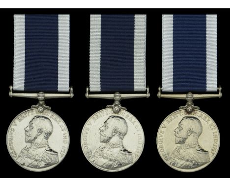 Royal Navy L.S. & G.C., G.V.R., 1st issue (3) (350078. George Statham, Sh. Cpl. 1Cl. H.M.S. Africa.; 355962. Lawrence Buttigi
