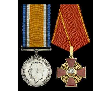 Pair: Major G. D. Oulster, Canadian Infantry, who was awarded the Russian Order of St Anne in 1918  British War Medal 1914-20