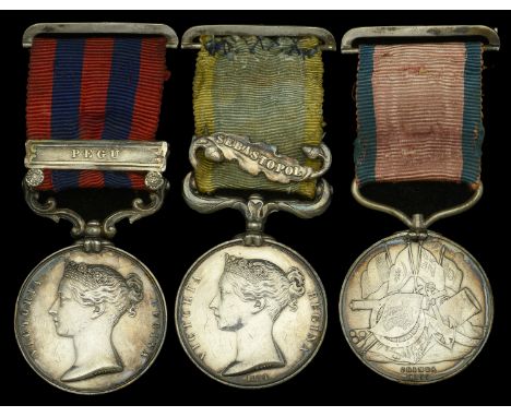 Three: Ordinary Seaman Joseph Douglas, Royal Navy   India General Service 1854-95, 1 clasp, Pegu (Josh. Douglas. Boy “Hasting