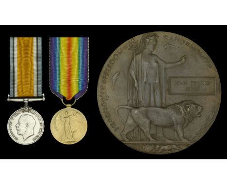 Pair: Private J. E. Byrne, Royal Fusiliers, who was killed in action on the Western Front on 30 August 1918  British War and 
