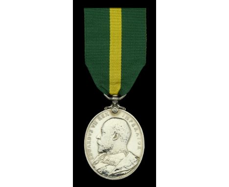 Territorial Force Efficiency Medal, E.VII.R. (5972 Sjt: S. W. Kettle. Durham (Fts:) R.E.) one digit of number double-struck, 