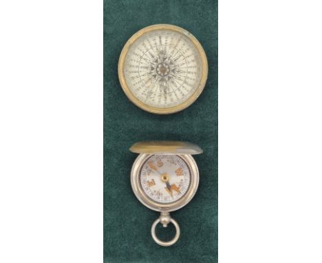 Antique brass French Compass and WWI Military pocket compass 