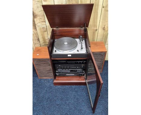 A selection of vintage hifi separates; Denon Drm-595 cassette deck, Thorens TD166 MK11 turntable, NAD 3020 stereo amplifier, 