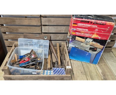 A collection of modern &amp; old tools, boxed black n decker table top item 