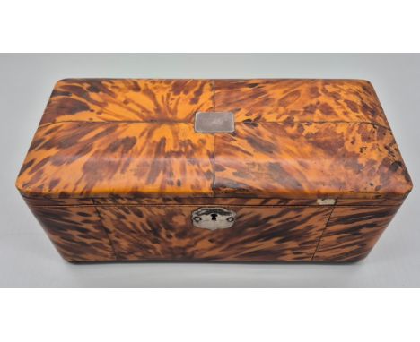 Regency Blonde Tortoiseshell double section Tea caddy box [13x30x13cm] 