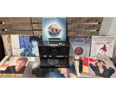 Panasonic model SG-500L cassette/record player with a collection of LP'S VINYLS; The John Lennon collection, Barbra Streisand