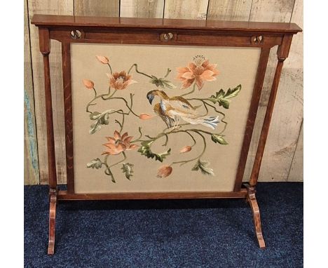 Victorian bird scene fire screen 