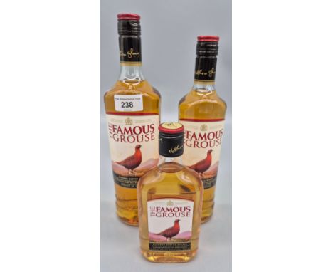 Three bottles of The Famous Grouse blended Scotch whisky- Matthew Clogg [350ml,700ml &amp; 1 litre bottles] 