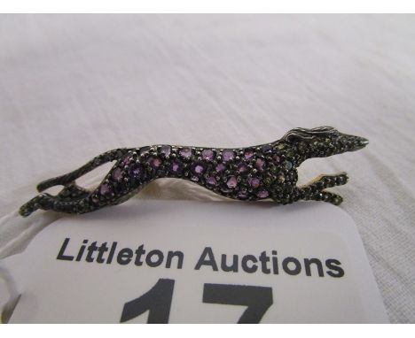 Amethyst , peridot &amp; diamond greyhound brooch - Estimate £80 - £120