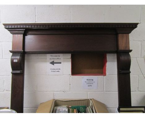 Mahogany mantle surround - External dimensions H=126cm x W=153cm, Internal dimensions H=93cm x W=111cm.