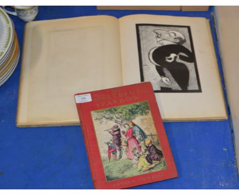 OLD BOOK OF 24 DRAWINGS BY EDMOND X. KAPP &amp; VINTAGE CHILDRENS BOOK - THE GRATEFUL SPARROW     