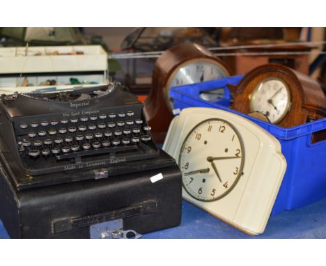 VINTAGE TYPEWRITER &amp; VARIOUS CLOCKS     