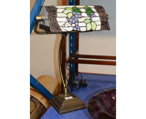 DESK LAMP WITH COLOURED GLASS SHADE     