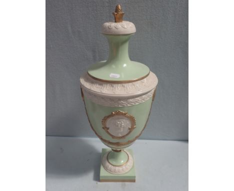 A LARGE ITALIAN CERAMIC LIDDED URN by 'Porcellane D'arte Agostinelli' 56cm high (overall)