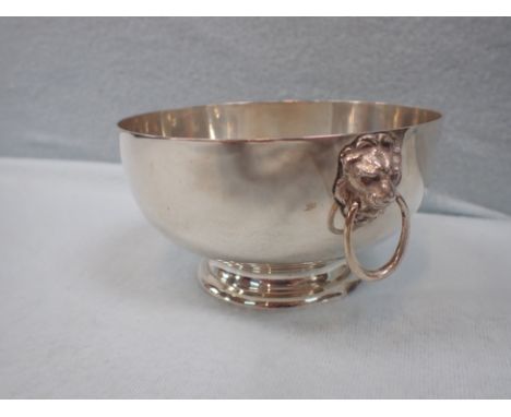 A GEORG JENSEN USA STERLING SILVER BOWL with lion handles 219 g