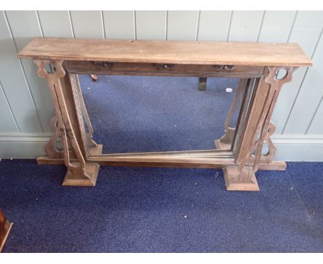 A WALNUT ARTS AND CRAFTS OVERMANTEL MIRROR 
