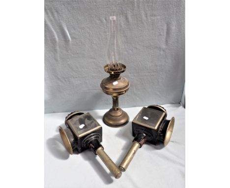 TWO CARRIAGE LAMPS AND OIL LAMP 