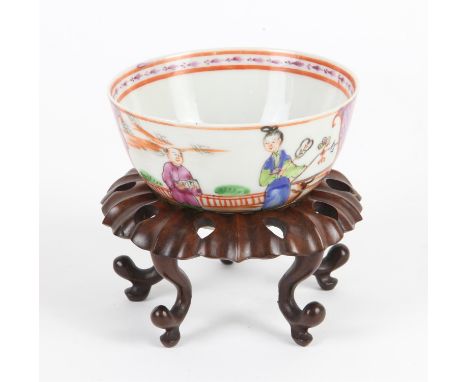 AMENDED DESCRIPTION A Chinese Famille Rose Porcelain . Qianlong period one cup painted with ladies in a garden 5cm high , wit