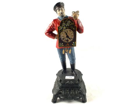 A Spelter Peddler mantel clock