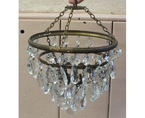 Five various cut glass droplet light fittings