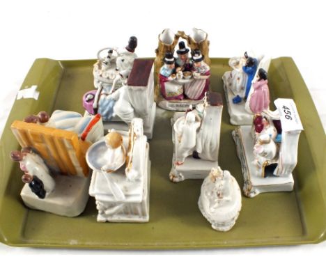 Six German porcelain Fairings and three trinket boxes