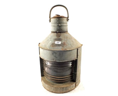 A galvanised ship's starboard lamp