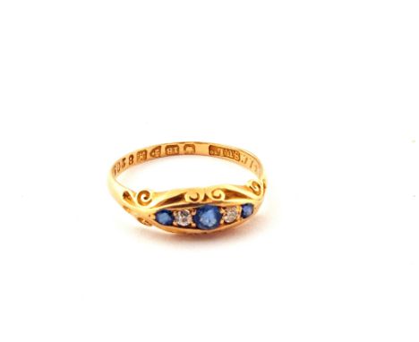 An 18ct Gold Sapphire and Diamond ring, size K