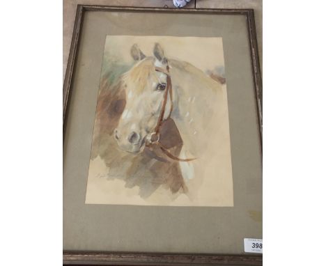 Josef Schroeder-Schonberg (1896-1948) signed watercolour portrait of a horse's head, 14 1/2" x 9 3/4"