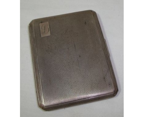 Silver hallmarked (Birningham 1939) cigarette case with engine turned detail and monogram to upper left corner