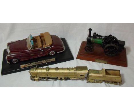 Maisto die cast model of Mercedes Benz 300S 19955 coupe, model of Royal Chester Wm Allchin Northampton traction engine and go