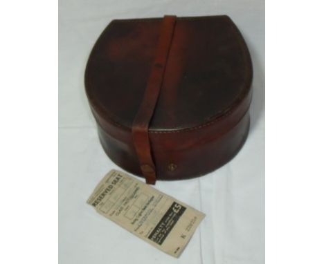 Leather collar box with stud fastener and British transport Commission Railway Reserves seat ticket dated 1953 (2)