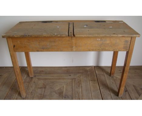 Vintage school type desk with two lift up compartments (width 107cm)