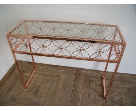 Gilt metal and glass topped console table (new) (width 100cm)