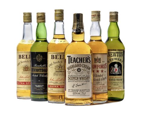 Bells Extra Special Lightly bin-soiled label. One upper-shoulder 75cl (2) Turnbull's Teviotdale Creased label 75cl (1) Teache