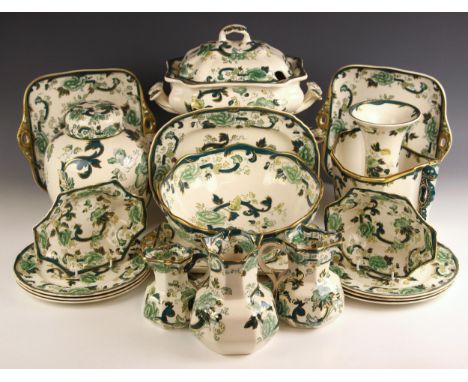 A selection of Masons Ironstone wares in the 'Chartreuse' pattern, early 20th century, to include a tureen, cover and stand, 