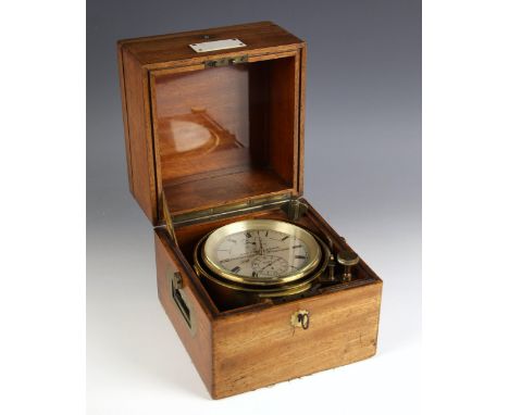 A two-day marine chronometer by John Parkes & Sons, 43 & 44 Canning Place, Liverpool, circa 1900, number 6525, the 10cm silve