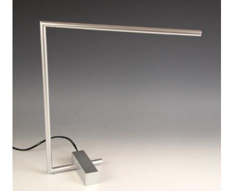 A Heals of London saber desk lamp, with adjustable arm, silver finish, 40cm high Lighting lots are sold as decorative items o