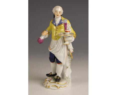 A Meissen Lemonade Seller from the 'Cris de Paris' series, 20th century, the standing figure modelled holding a tray and a bo