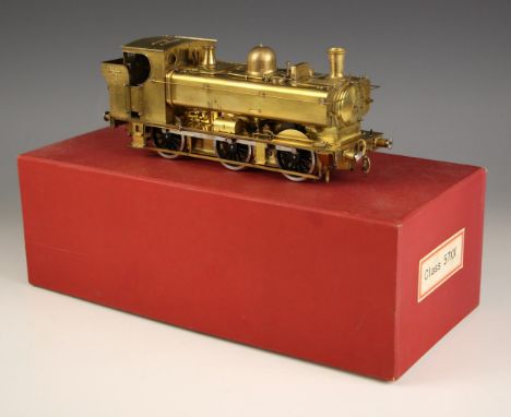 A Tower Models 'O' gauge electrically powered model railway locomotive, 'Class 57XX 0-6-0 Pannier Tank', in unpainted brass f