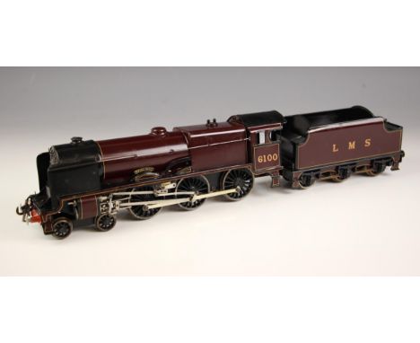 An 'O' gauge electrically powered model railway locomotive and tender, 'LMS 6100 Royal Scot', the locomotive 30cm long, the t