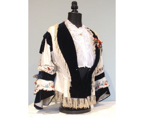 A Victorian Brown, Holmes & Co. of Chester jacket bodice of ivory silk, circa 1878, the front banding, centre back inset, and