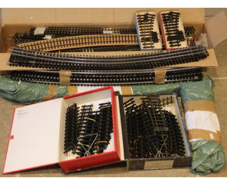 A quantity of Peco Streamline 'O' gauge model railway track, to include straights and curves, with two ETS points, and a quan