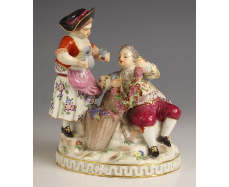 A Meissen fours seasons allegorical figural group modelled as 'Autumn', 20th century, model number 61285, originally designed