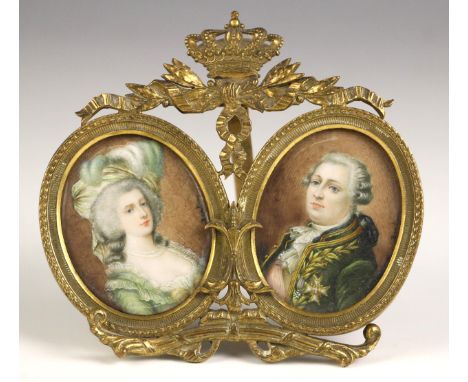 English school (19th century)A double portrait miniature depicting Louis XVI after Antoine-Francois Callet and Marie Antoinet